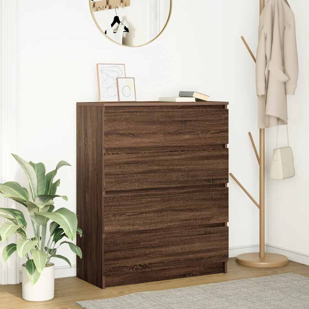 Credenza Rovere Marrone 80x35x99 cm in Legno Multistrato