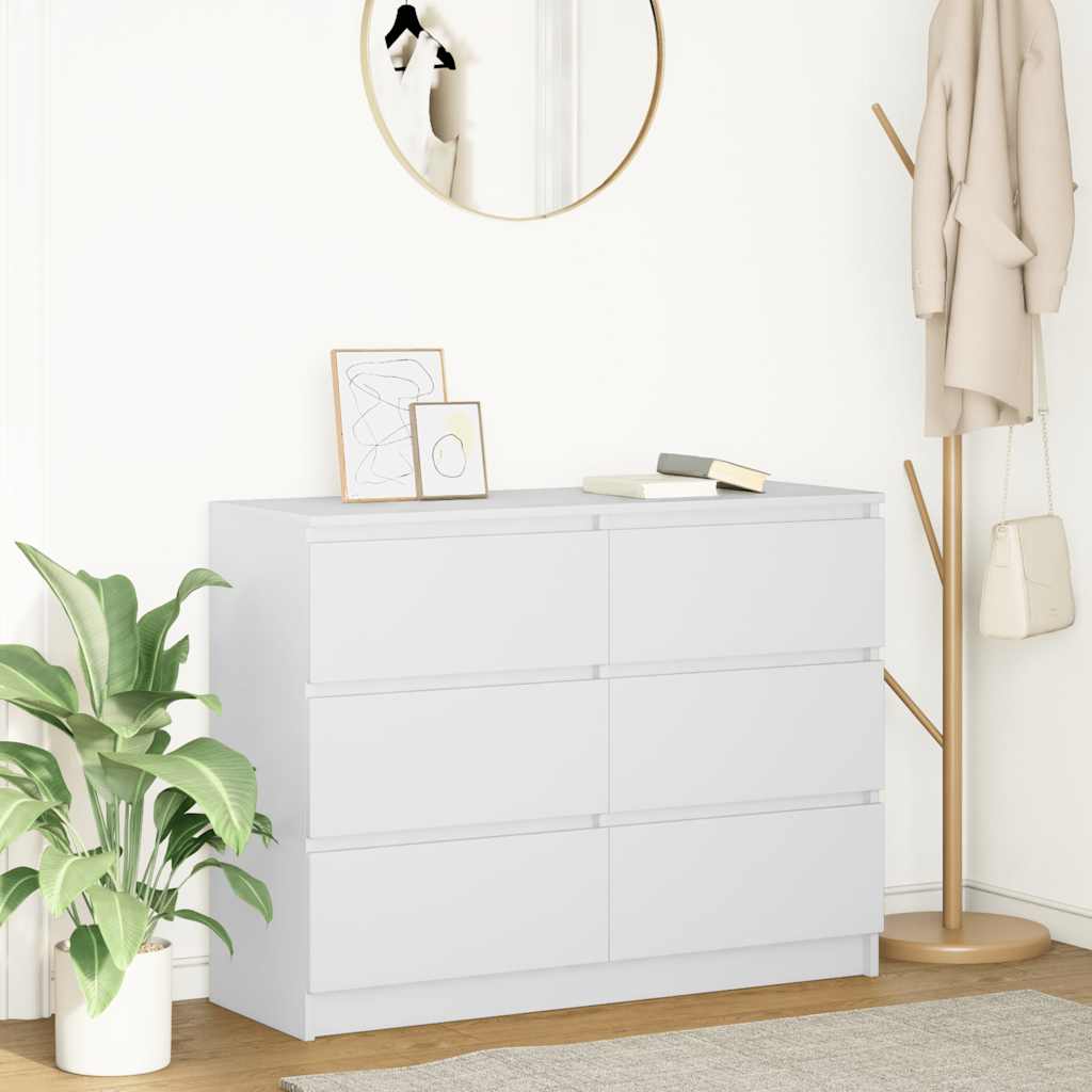Credenza Bianca 100x35x76 cm in Legno Multistrato
