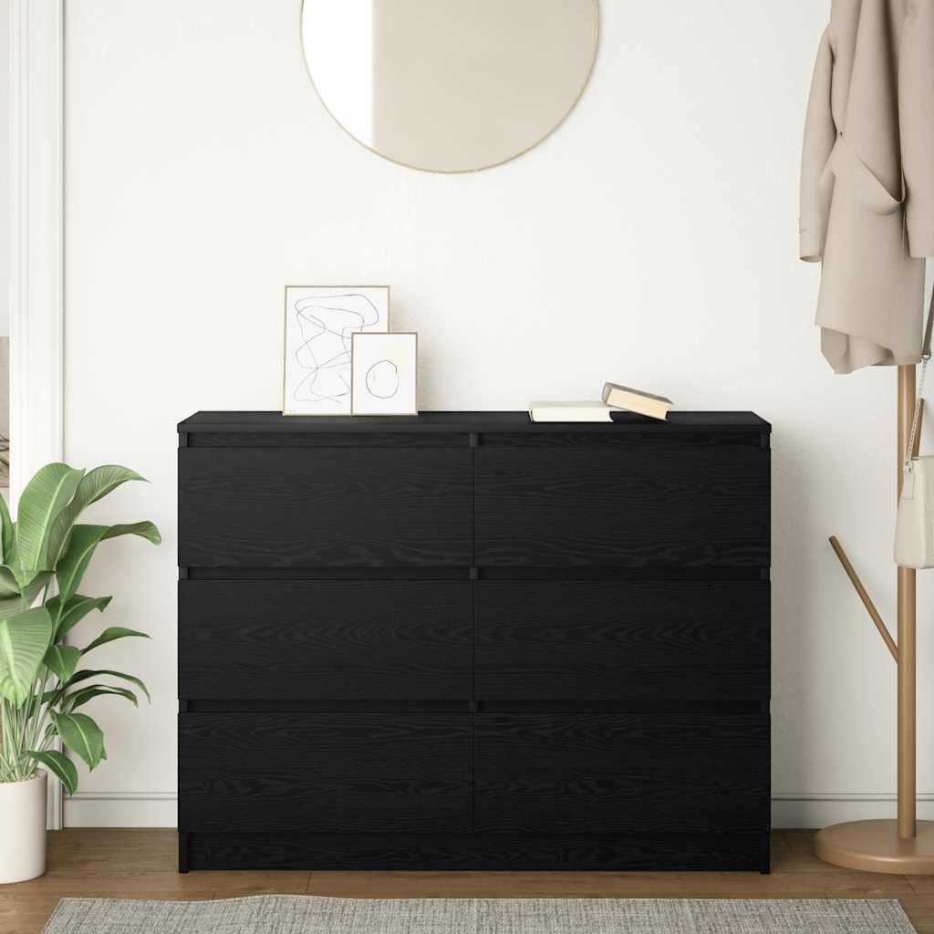 Credenza Rovere Nero 100x35x76 cm in Legno Multistrato