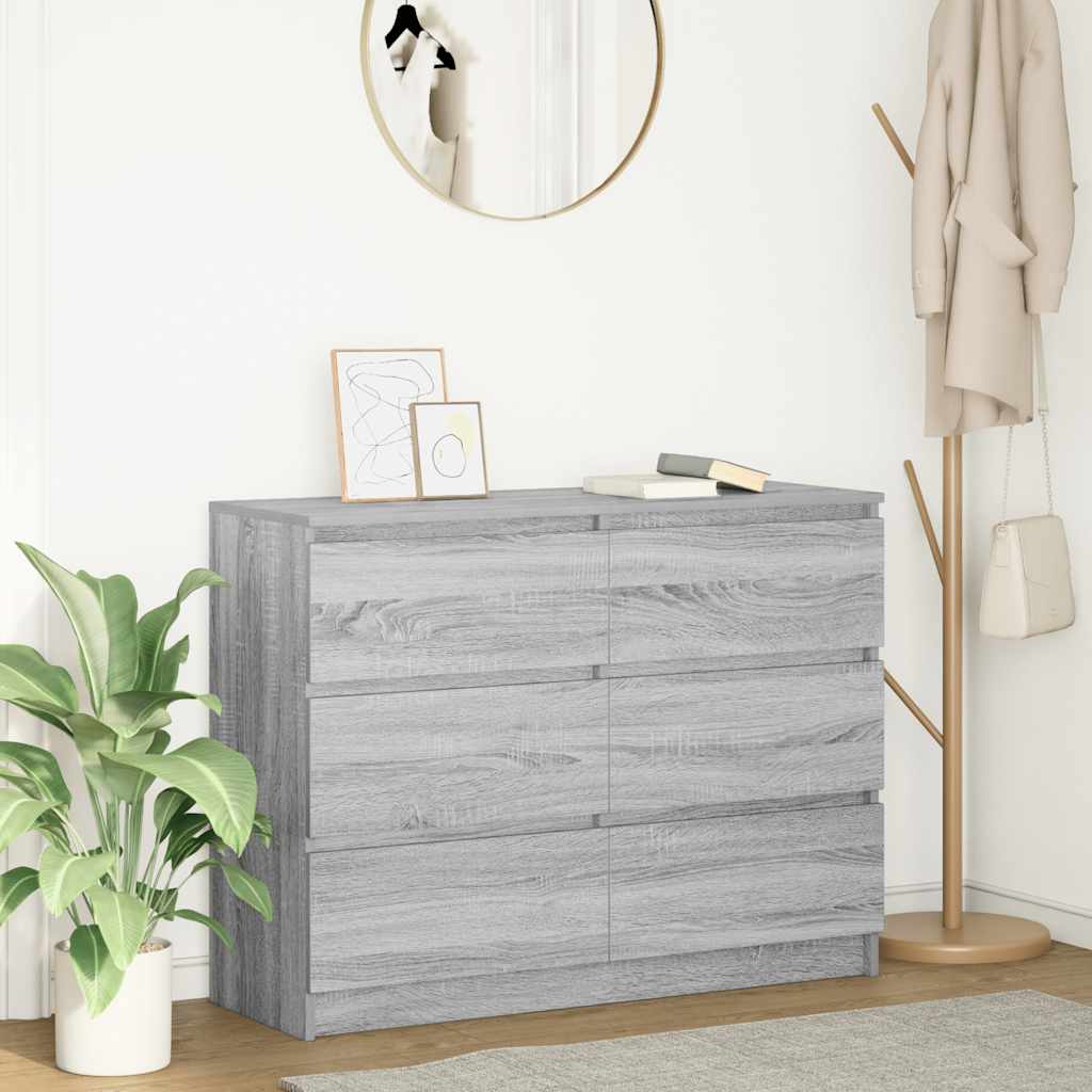 Credenza Grigio Sonoma 100x35x76 cm in Legno Multistrato