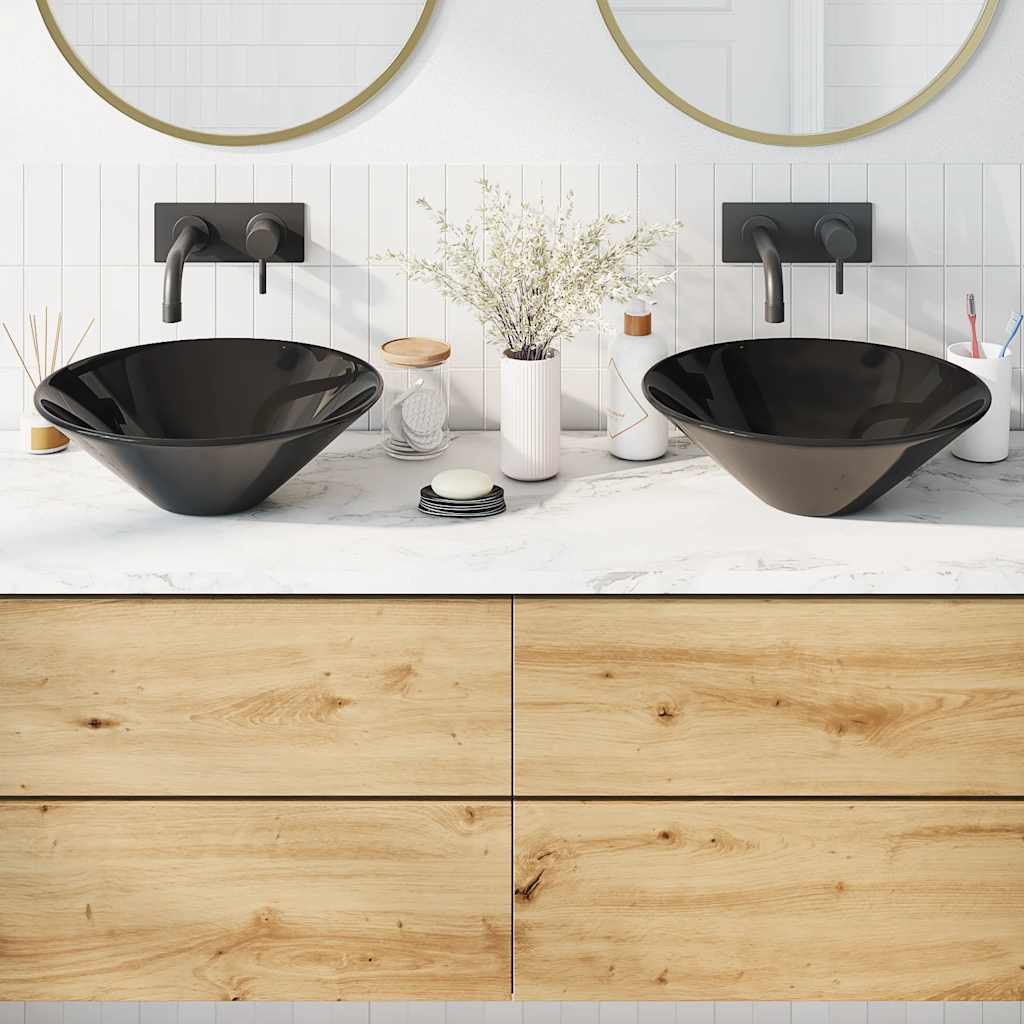 Lavandini 2 pz Nero Lucido Ã˜42x14 cm in Ceramica