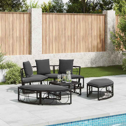 Lettino Prendisole Esterno senza Tetto Nero in Polyrattan