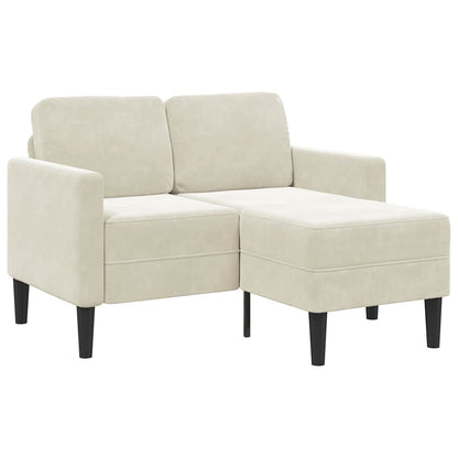Divano 2 Posti con Chaise longue a L Crema 125 cm Velluto