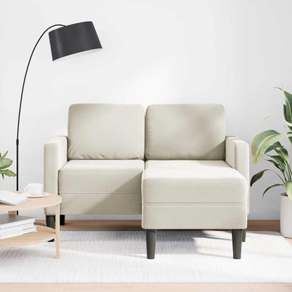 Divano 2 Posti con Chaise longue a L Crema 125 cm Velluto