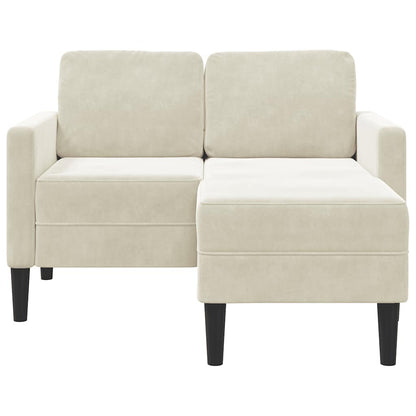 Divano 2 Posti con Chaise longue a L Crema 125 cm Velluto
