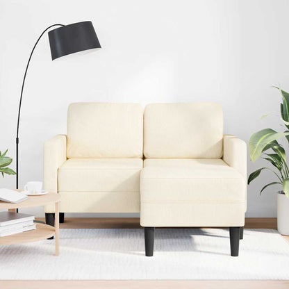 Divano 2 Posti con Chaise longue a L Crema 125 cm Lino