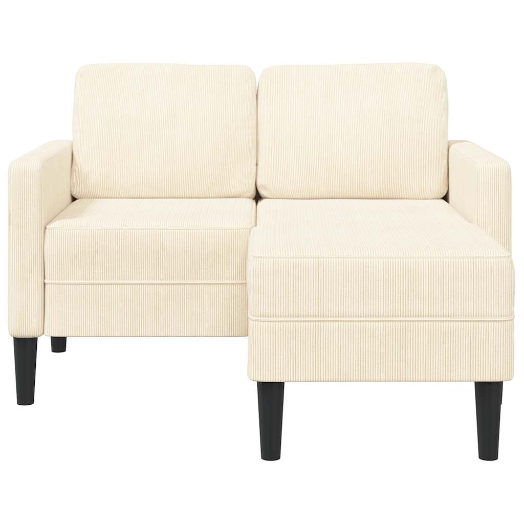 Divano 2 Posti con Chaise longue a L Crema 125 cm Lino