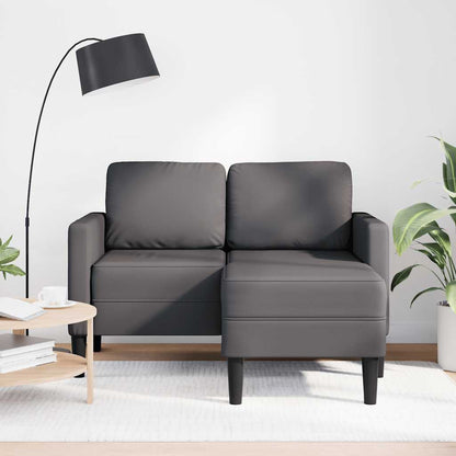 Divano 2 Posti con Chaise longue a L Grigio 125cm in Similpelle