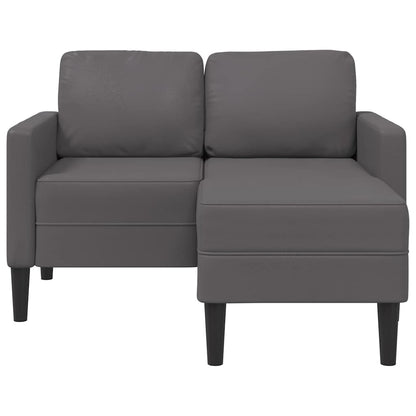 Divano 2 Posti con Chaise longue a L Grigio 125cm in Similpelle