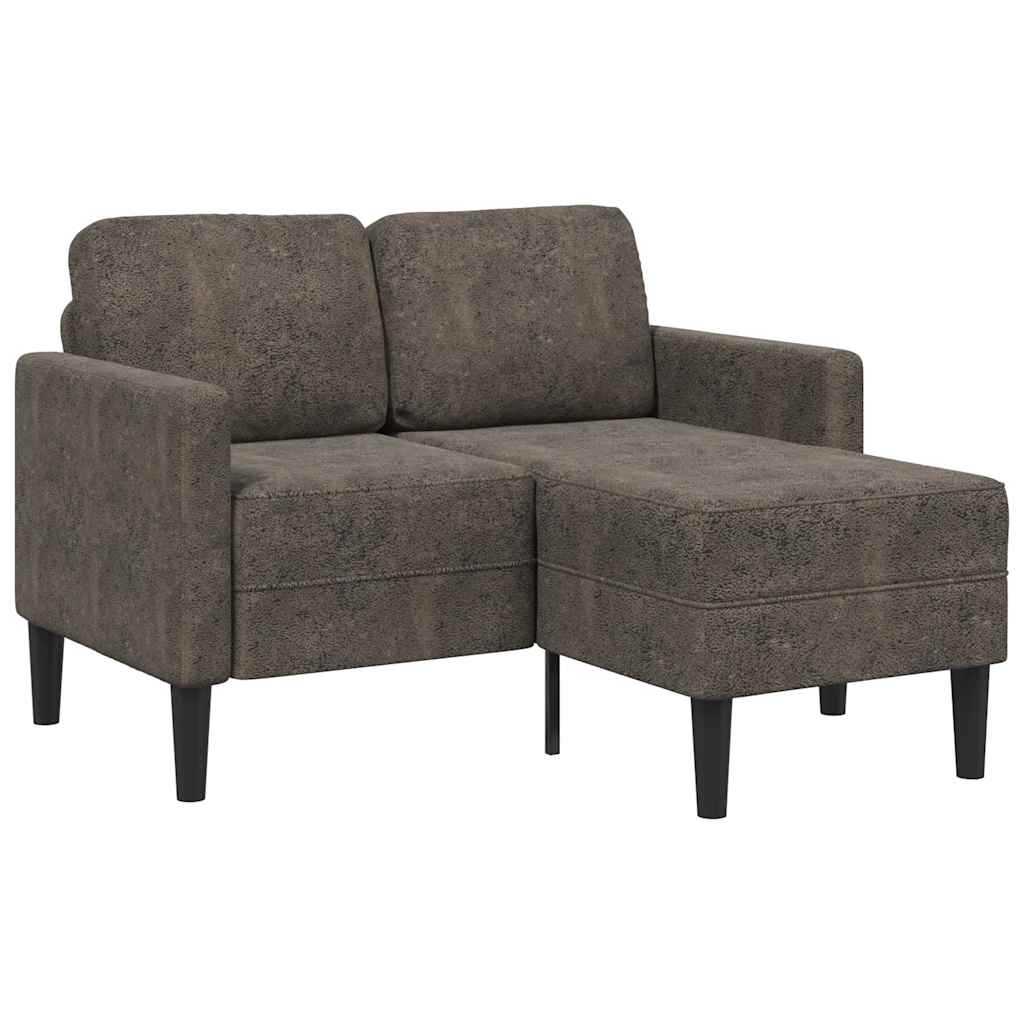 Divano 2 Posti con Chaise a L Grigio Scuro 125 cm in Similpelle