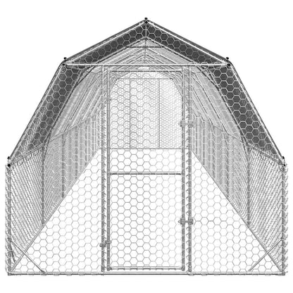 Recinto per Polli con Tetto 2,5x12x2,25 m in Acciaio Zincato