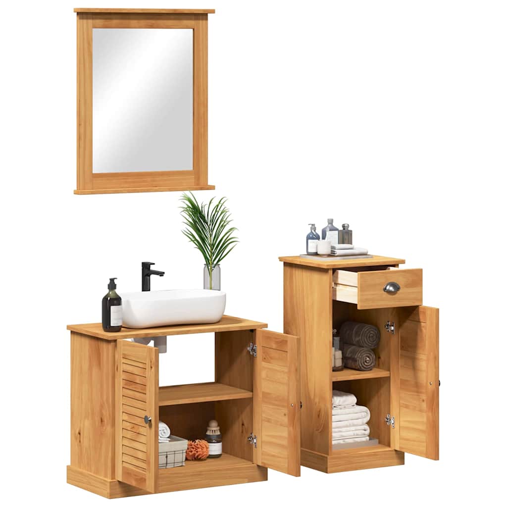 Set di mobili per il bagno con porta VIGO 3 pcs Marrone miele