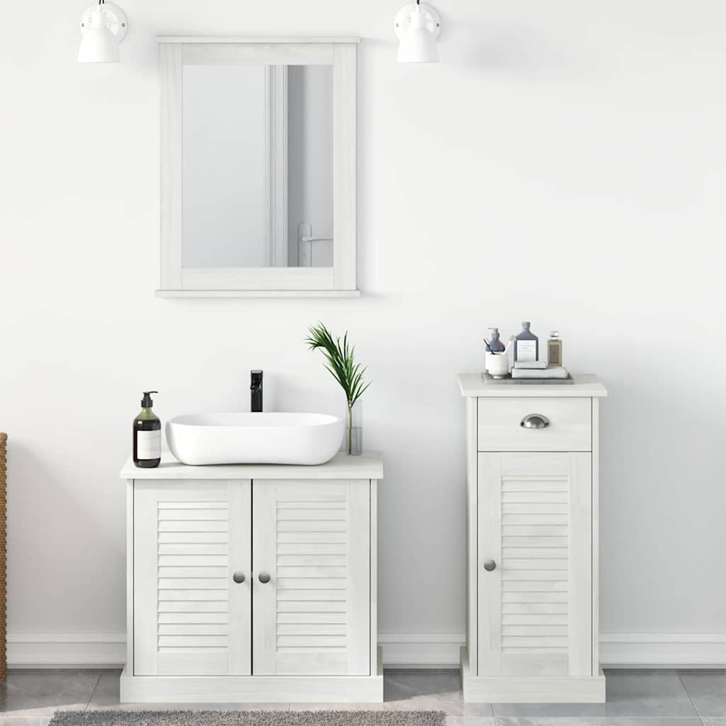 Set di mobili per il bagno 3 pcs Bianco Antico Pino massello