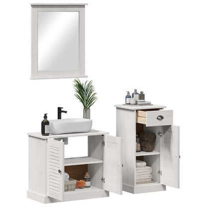 Set di mobili per il bagno 3 pcs Bianco Antico Pino massello