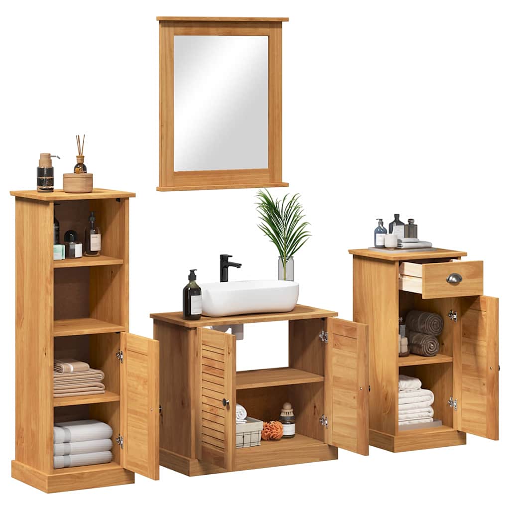 Set di mobili per il bagno con porta VIGO 4 pcs Marrone miele