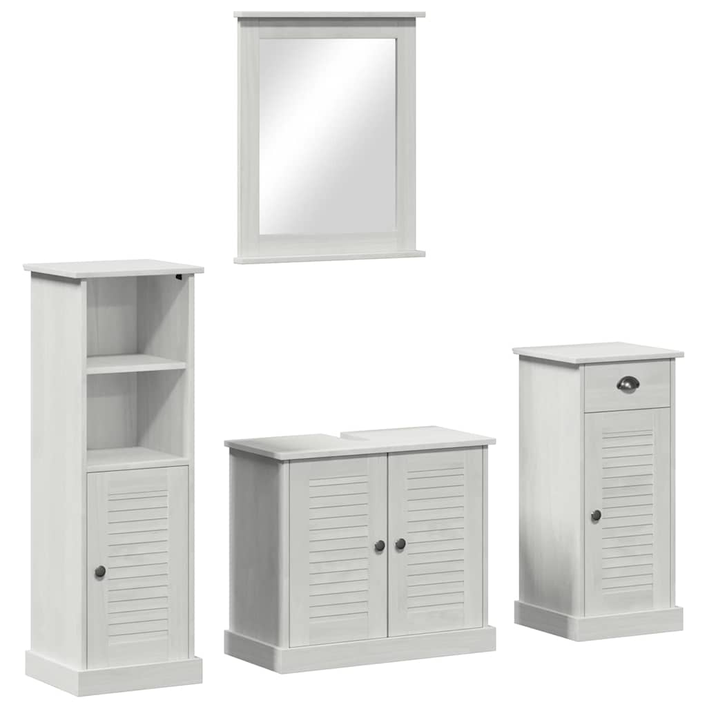 Set di mobili per il bagno 4 pcs Bianco Antico Pino massello