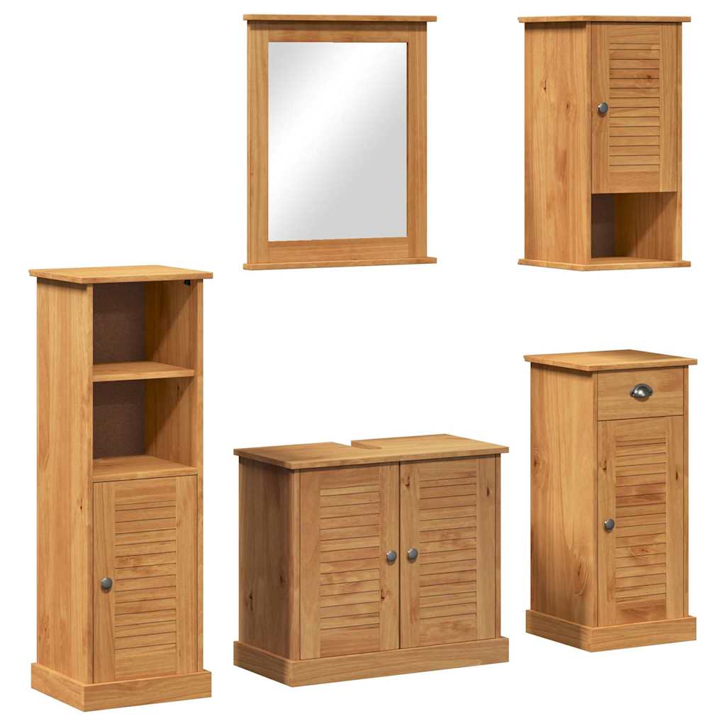 Set di mobili per il bagno con porta VIGO 5 pcs Marrone miele