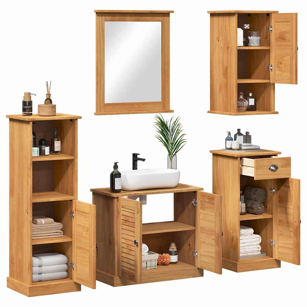 Set di mobili per il bagno con porta VIGO 5 pcs Marrone miele
