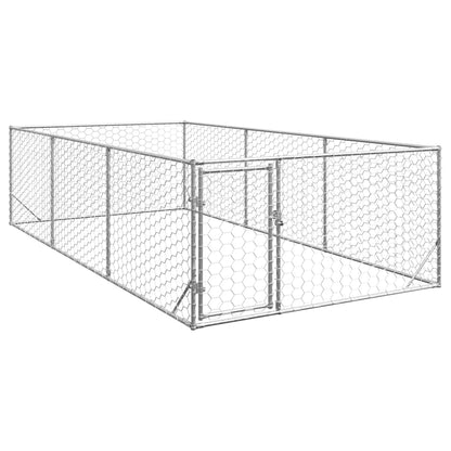 Cuccia per Cani da Esterno con Porta 2x4x1 m Acciaio Zincato