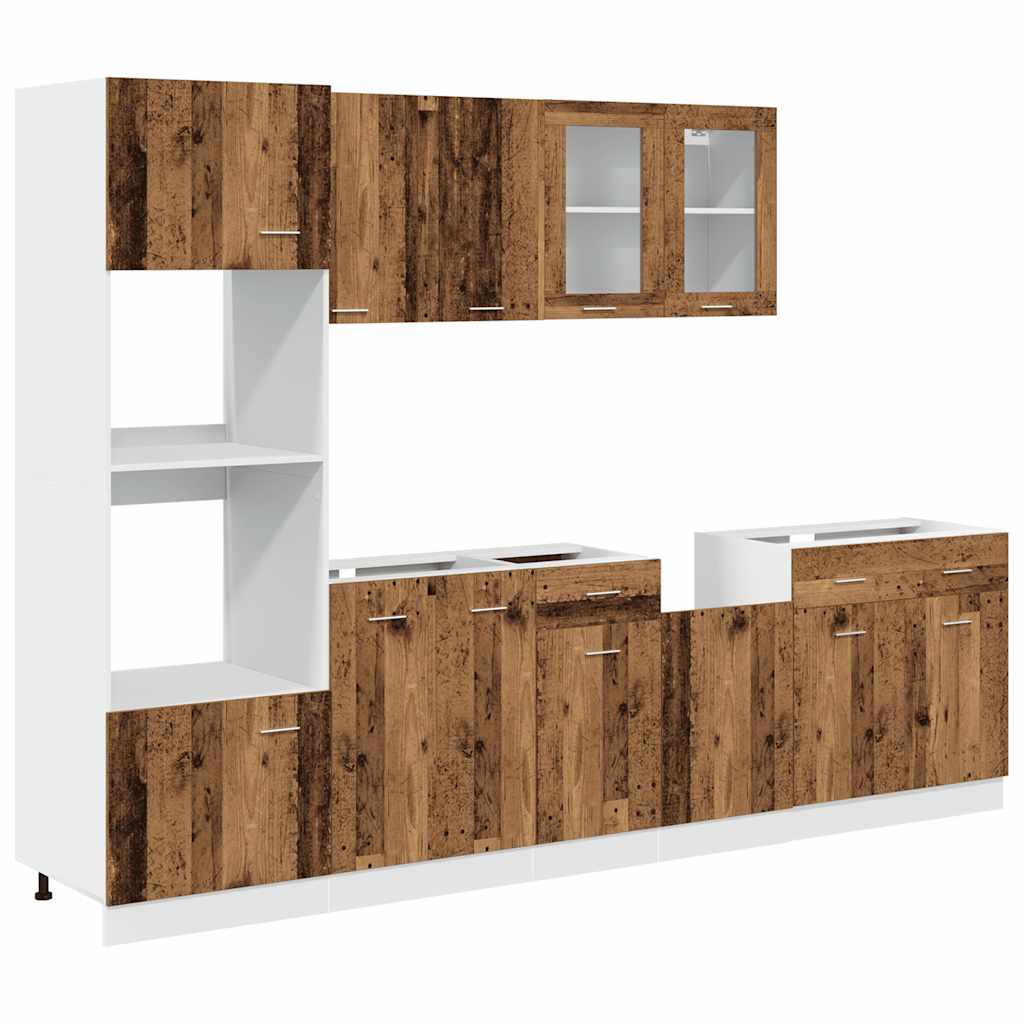 Set di Mobili da Cucina 7 pz Lyon Legno Antico in Truciolato