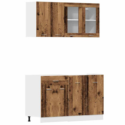 Set di Mobili da Cucina 4 pz Lyon Legno Antico in Truciolato