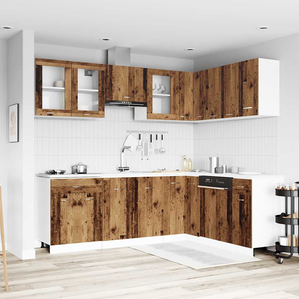 Set di Mobili da Cucina 11 pz Lyon Legno Antico in Truciolato