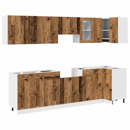 Set di Mobili da Cucina 11 pz Lyon Legno Antico in Truciolato