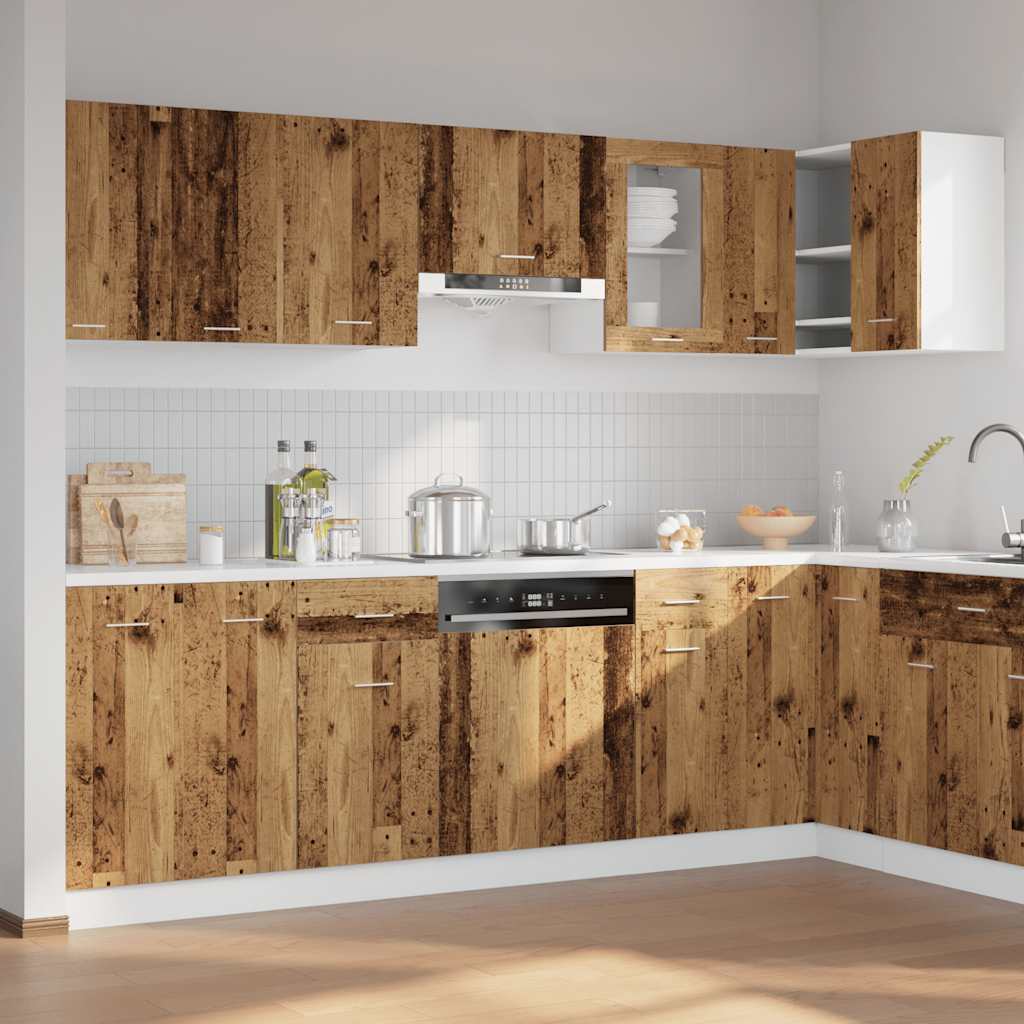 Set di Mobili da Cucina 11 pz Lyon Legno Antico in Truciolato
