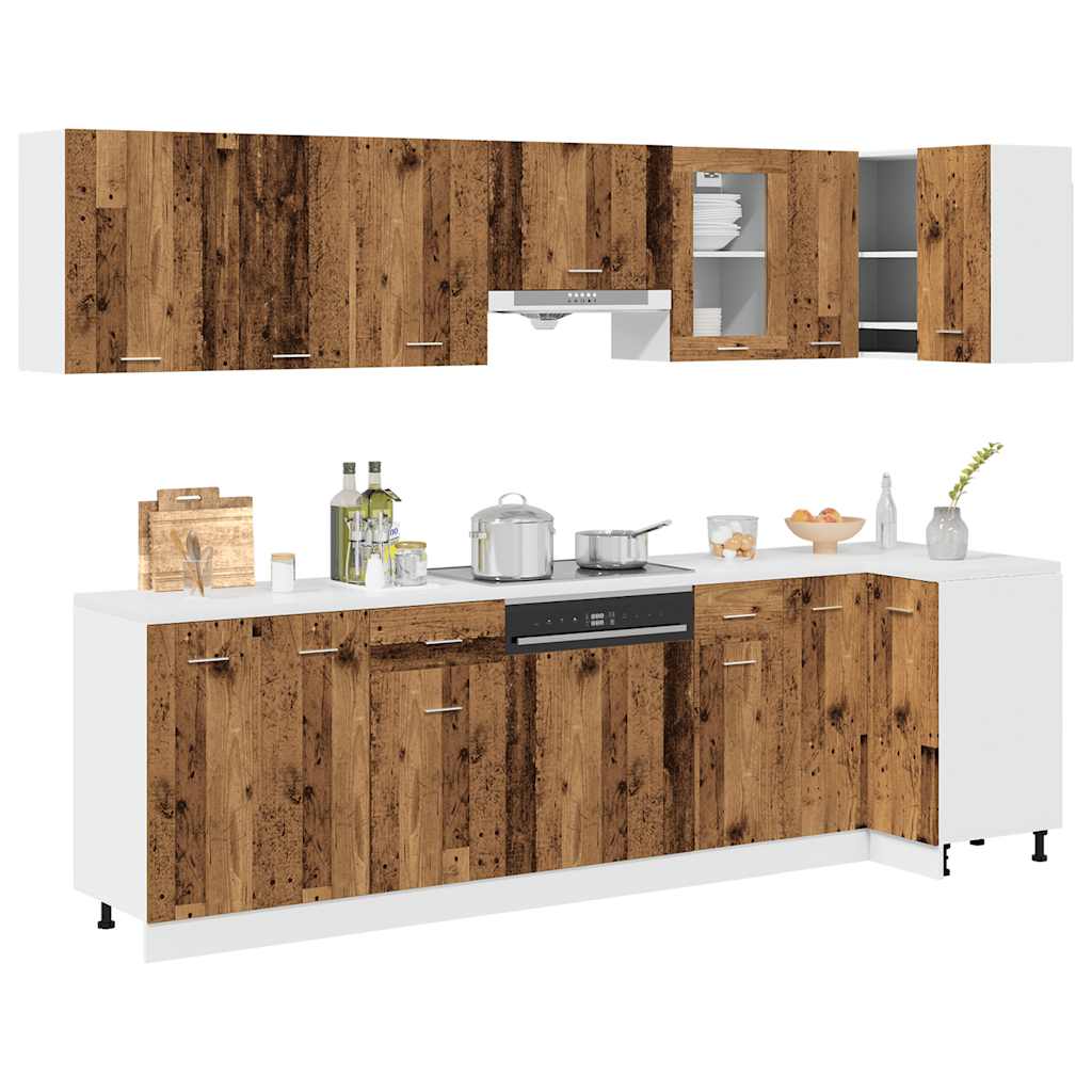 Set di Mobili da Cucina 11 pz Lyon Legno Antico in Truciolato