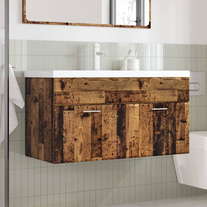 Mobile da Bagno con Lavabo Integrato Legno Antico