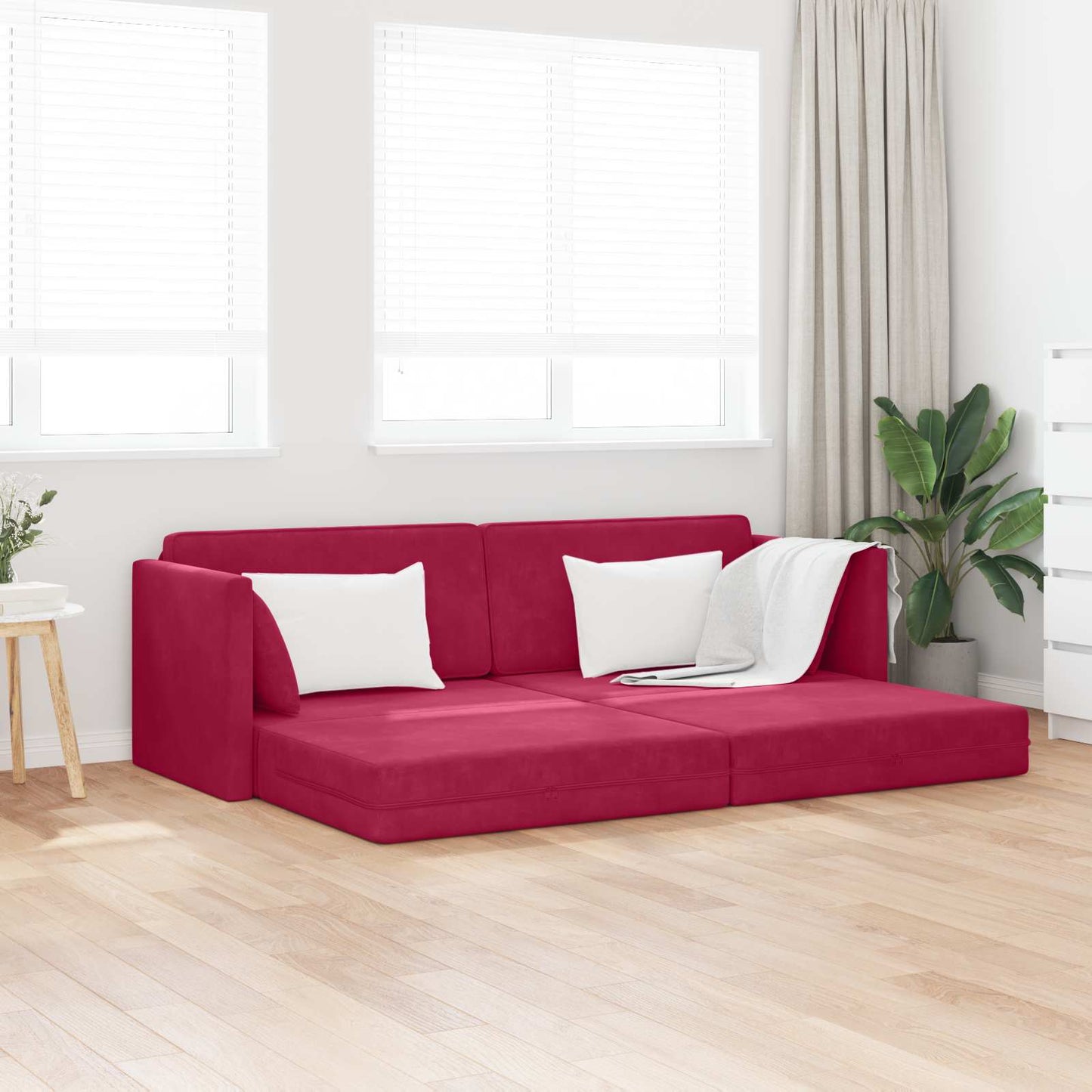 Divano-letto da pavimento 200cm Rosso Vino Velluto