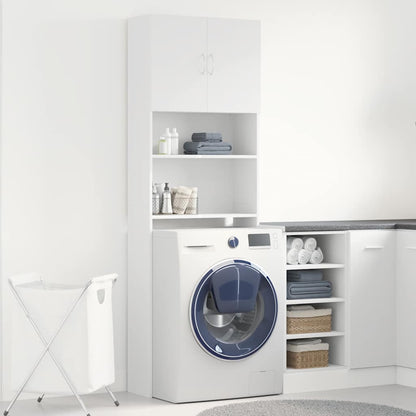 Mobile Lavatrice Bianco 64x24x190 cm in Legno Multistrato