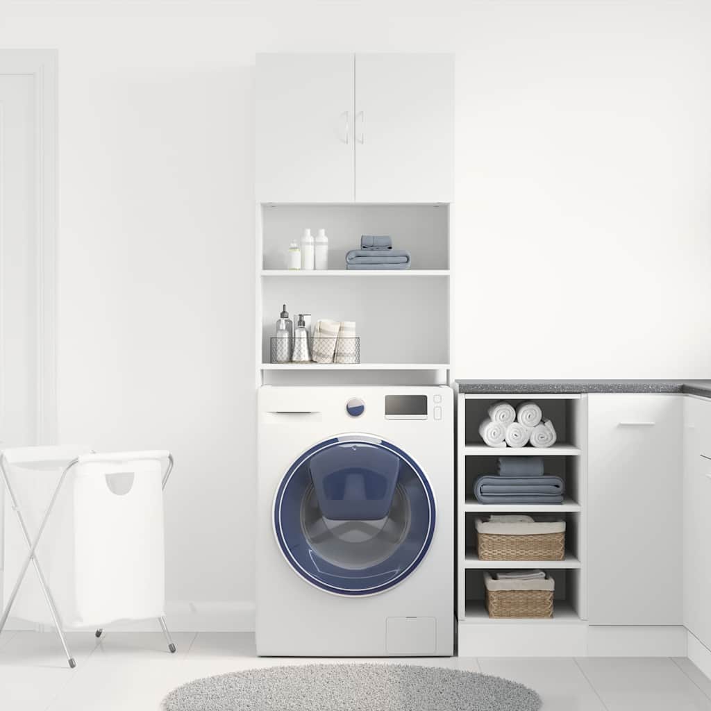 Mobile Lavatrice Bianco 64x24x190 cm in Legno Multistrato