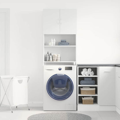 Mobile Lavatrice Bianco 64x24x190 cm in Legno Multistrato