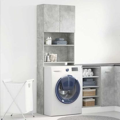 Mobile Lavatrice Grigio Cemento 64x24x190 cm Legno Multistrato