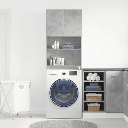 Mobile Lavatrice Grigio Cemento 64x24x190 cm Legno Multistrato