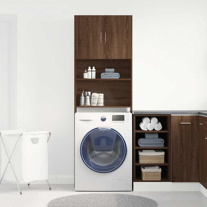 Mobile Lavatrice Rovere Marrone 64x24x190 cm Legno Multistrato