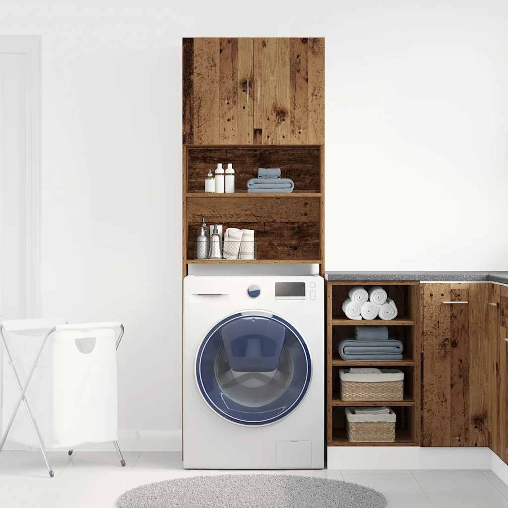 Mobile Lavatrice Legno Antico 64x24x190 cm in Legno Multistrato
