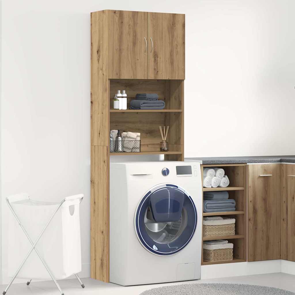 Mobile Lavatrice Rovere Artigianale 64x24x190 cm in Truciolato