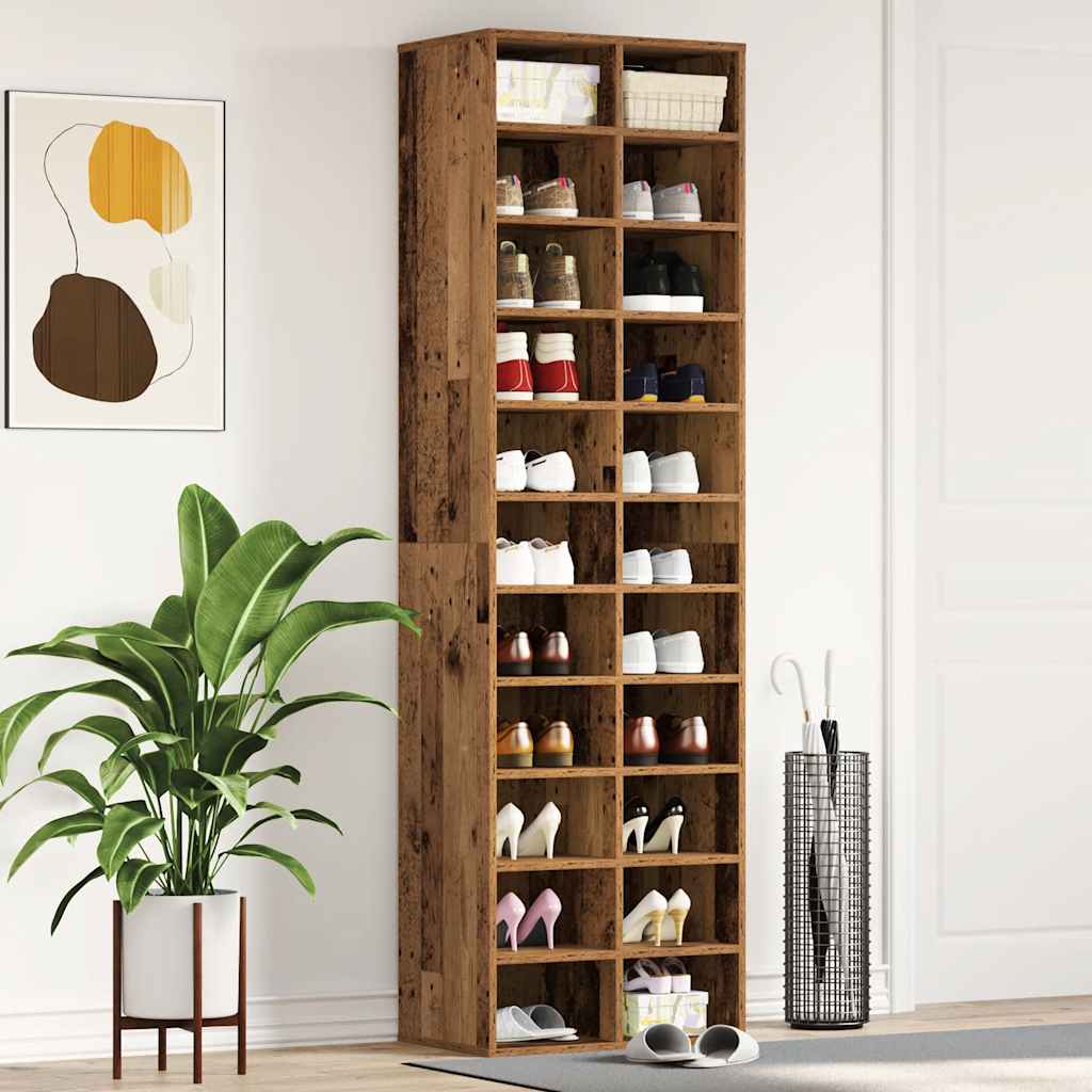 Scarpiera Legno Antico 54x34x183 cm in Legno Multistrato