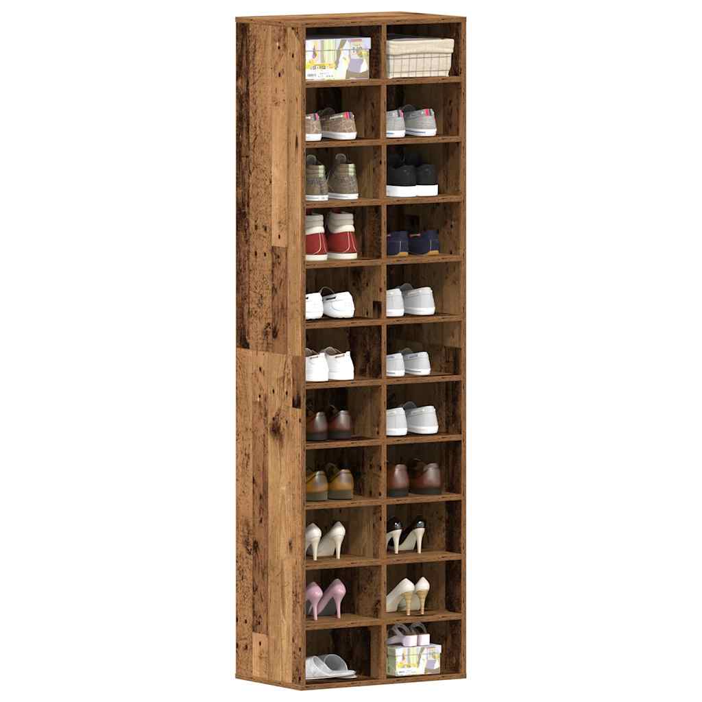 Scarpiera Legno Antico 54x34x183 cm in Legno Multistrato