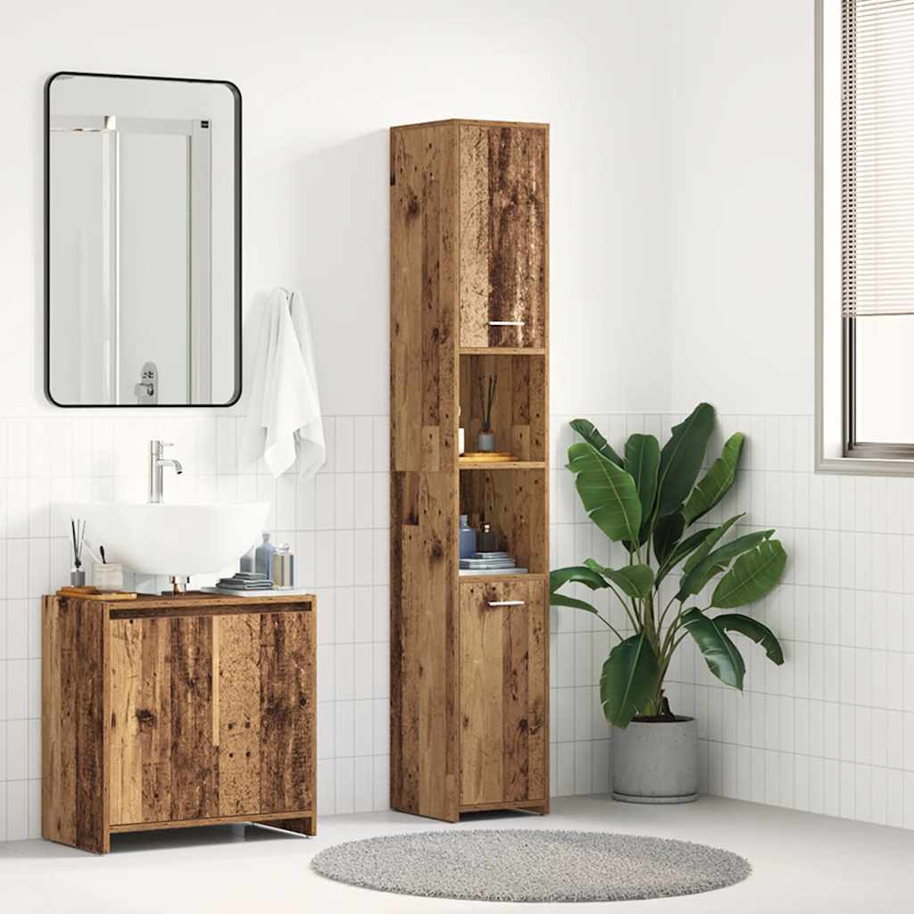 Mobile da Bagno Legno Antico 30x30x183,5 cm in Legno tecnico