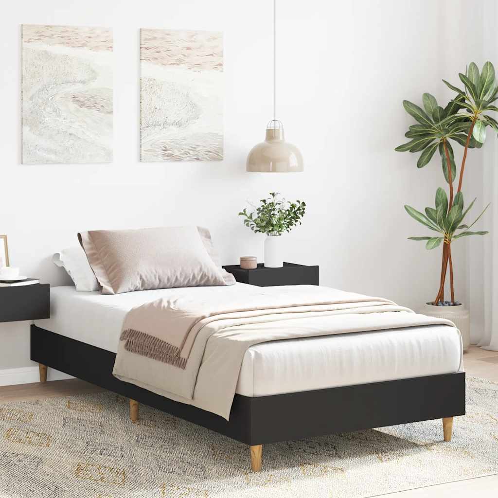 Giroletto senza Materasso Nero 90x200 cm in Legno Multistrato