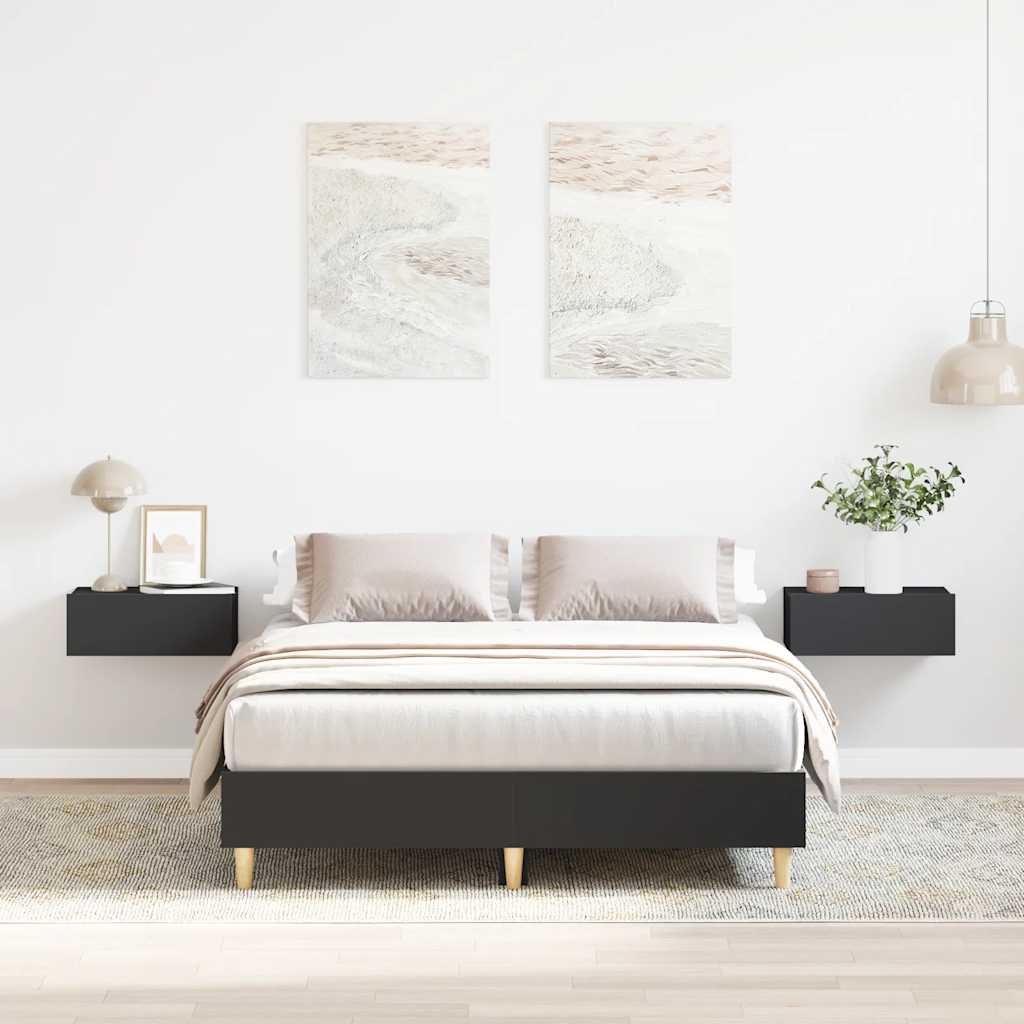 Giroletto senza Materasso Nero 135x190 cm in Legno Multistrato