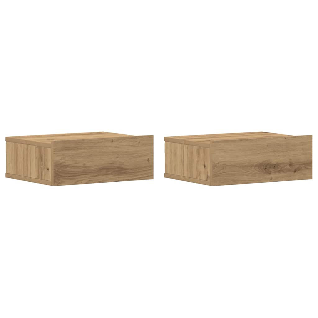 Comodini Pensili 2pz Rovere Artigianale 40x30x15 cm Truciolato