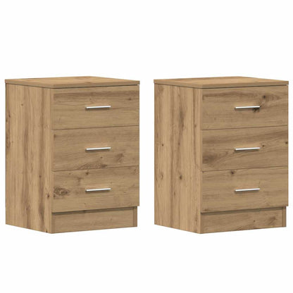 Comodini 2 pz Rovere Artigianale 38x35x55 cm Legno Multistrato