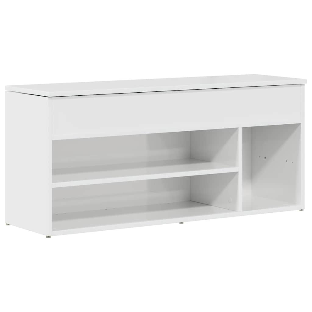 Panca Porta Scarpe Bianco Lucido 102x30,5x45 cm Truciolato