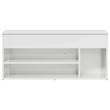Panca Porta Scarpe Bianco Lucido 102x30,5x45 cm Truciolato