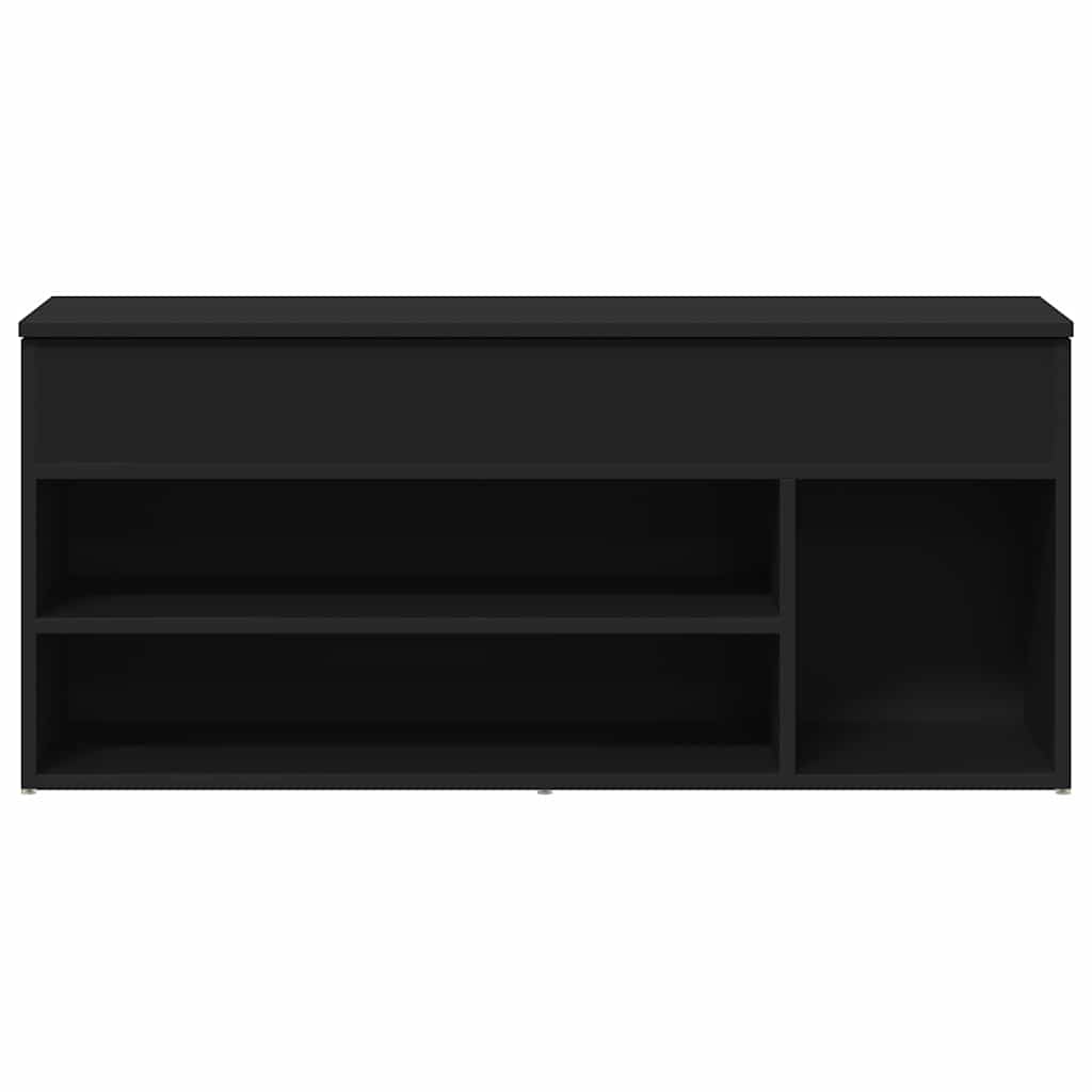 Panca Porta Scarpe Nera 102x30,5x45 cm in Legno Multistrato