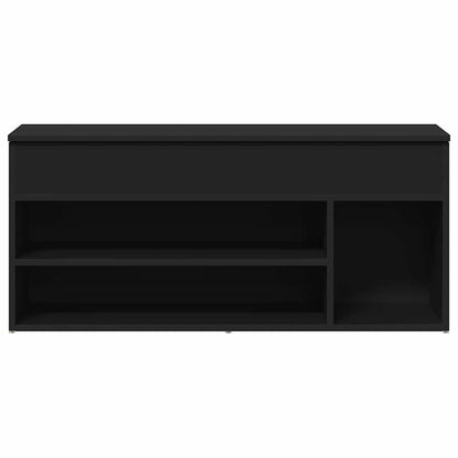 Panca Porta Scarpe Nera 102x30,5x45 cm in Legno Multistrato